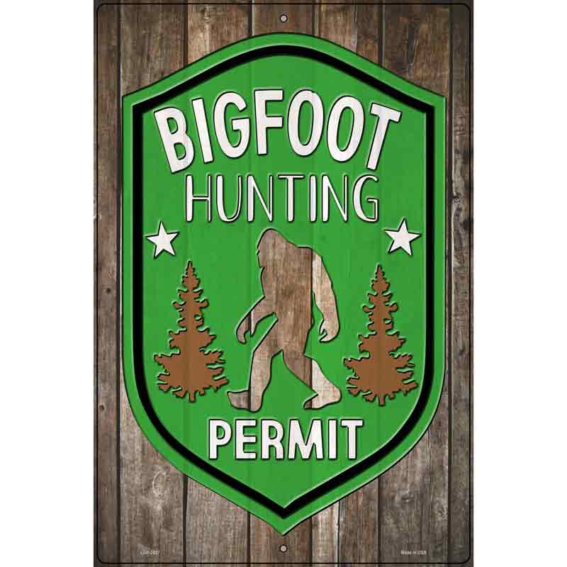 Bigfoot Hunting Permit Novelty Metal Parking Sign 12" x 18" (LGP)