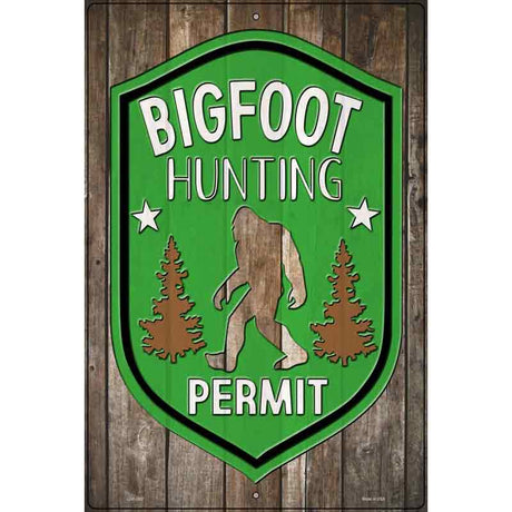 Bigfoot Hunting Permit Novelty Metal Parking Sign 12" x 18" (LGP)