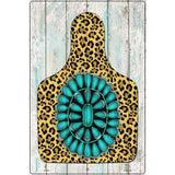 Cheetah Turquoise Ear Tag Novelty Metal Parking Sign 12" x 18" (LGP)