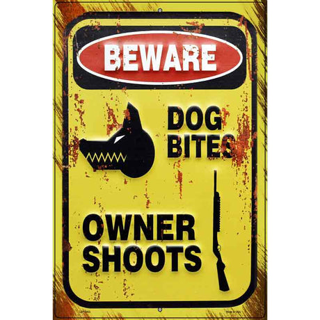 Beware Dog Bites Novelty Metal Parking Sign 12" x 18" (LGP)