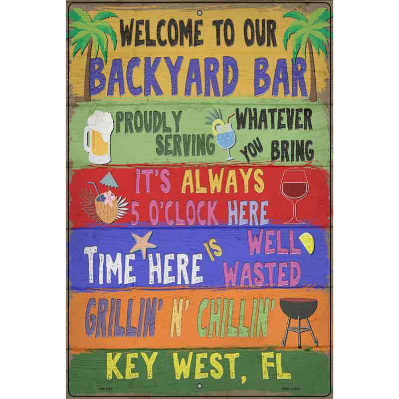 Backyard Bar Key West Novelty Metal Parking Sign 12" x 18" (LGP)