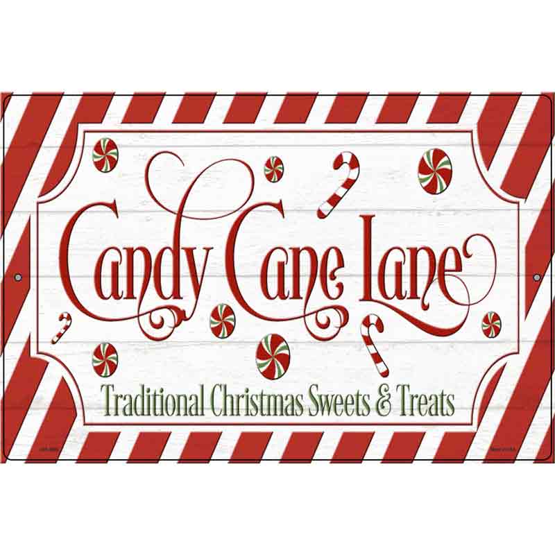 Candy Cane Lane Novelty Metal Parking Sign 12" x 18" (LGP)