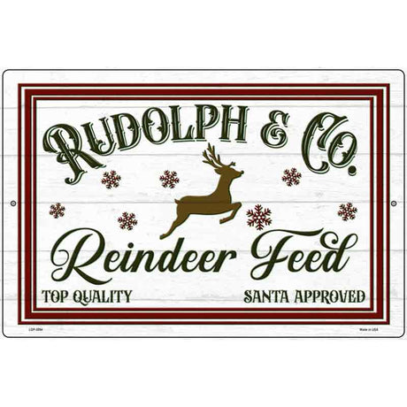 Rudolph and Co Reindeer Feed Novelty Metal Parking Sign 12" x 18" (LGP)