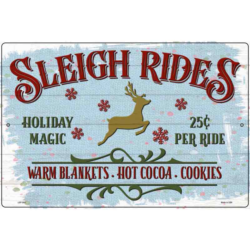 Sleigh Rides Blue Novelty Metal Parking Sign 12" x 18" (LGP)