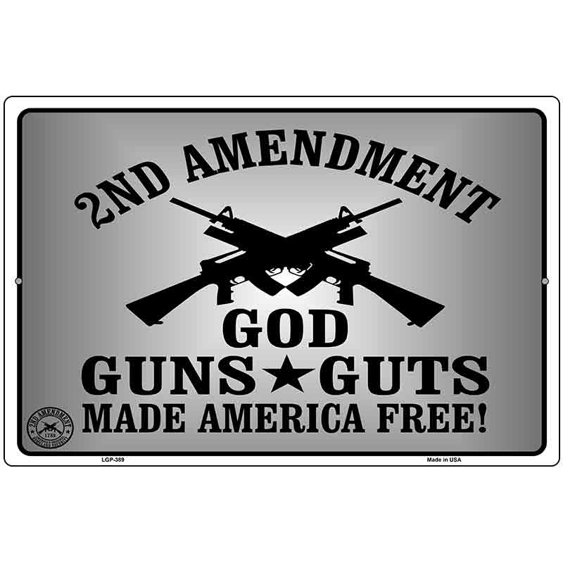 God Guns Guts Metal Novelty Parking Sign 12" x 18" (LGP)