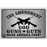 God Guns Guts Metal Novelty Parking Sign 12" x 18" (LGP)