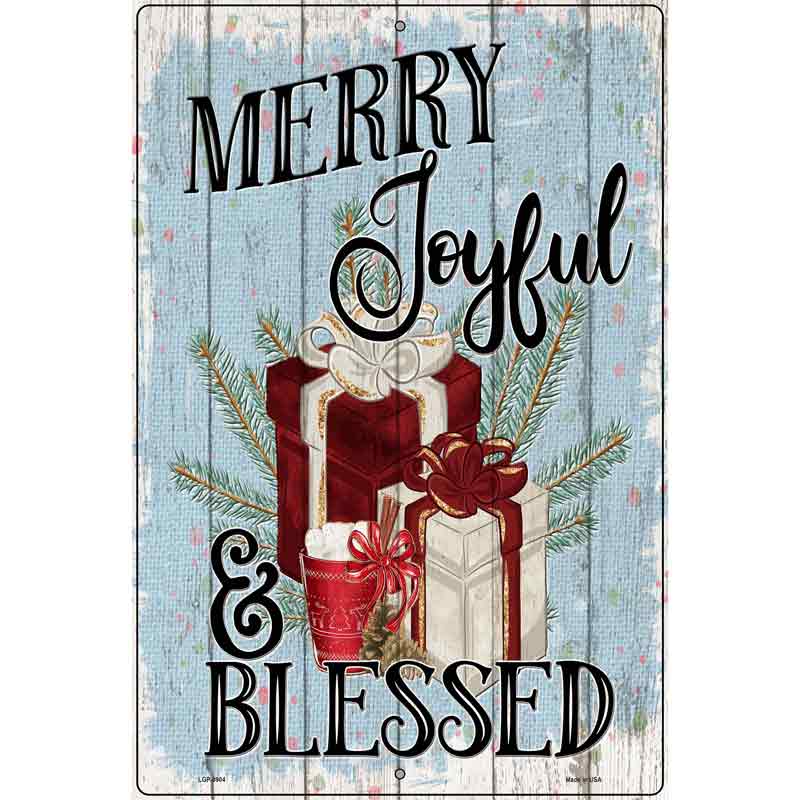 Merry Joyful Blessed Novelty Metal Parking Sign 12" x 18" (LGP)