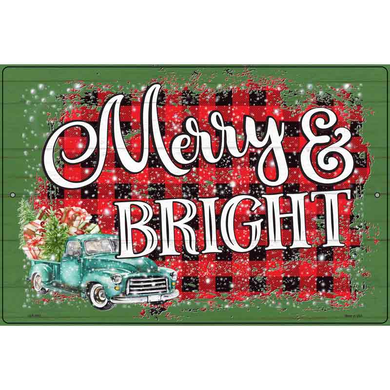 Merry and Bright Novelty Metal Parking Sign 12" x 18" (LGP)