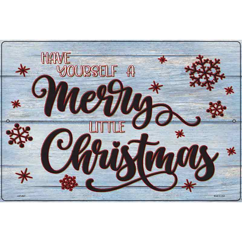 Merry Little Christmas Blue Novelty Metal Parking Sign 12" x 18" (LGP)