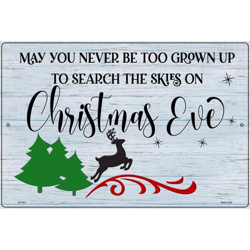 Search Skies on Christmas Eve Novelty Metal Parking Sign 12" x 18" (LGP)