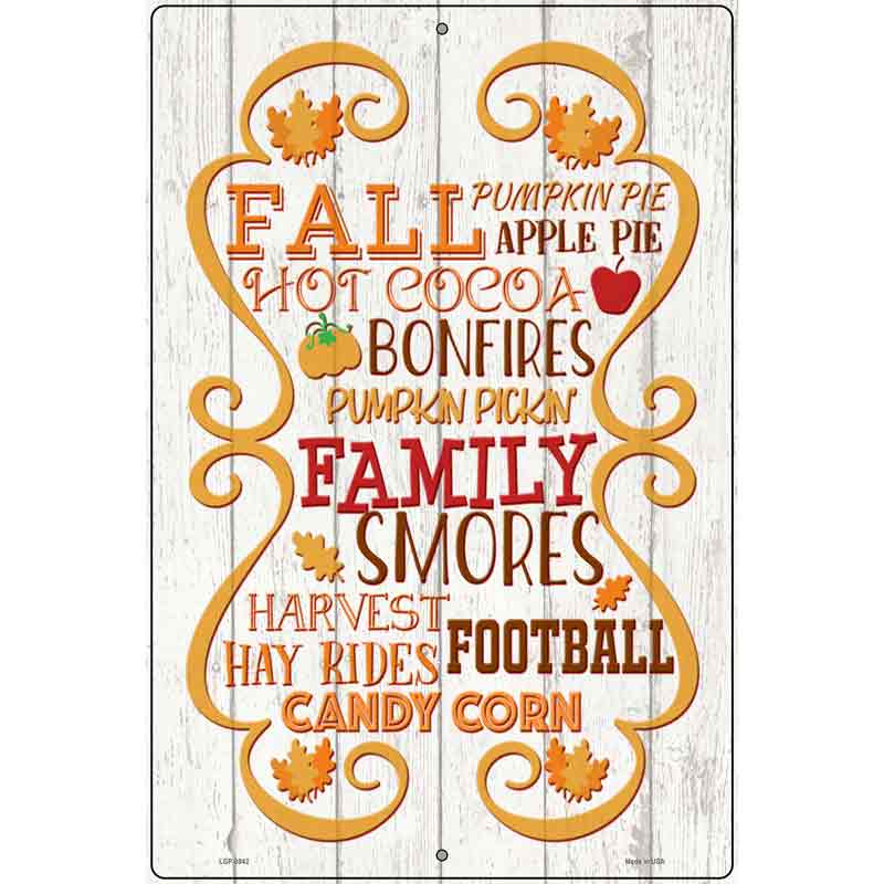 Fall Autumn Season Novelty Metal Parking Sign 12" x 18" (LGP)