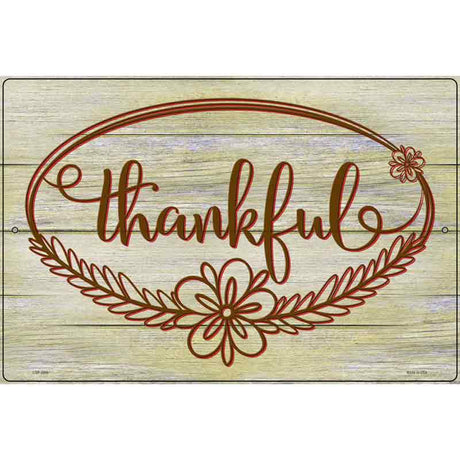 Thankful Wood Background Novelty Metal Parking Sign 12" x 18" (LGP)