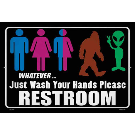 Just Wash Your Hands Please Novelty Metal Parking Sign 12" x 18" (LGP)