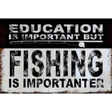 Fishing is Importanter Novelty Metal Parking Sign 12" x 18" (LGP)