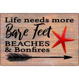 Life Needs More Bare Feet Novelty Metal Parking Sign 12" x 18" (LGP)