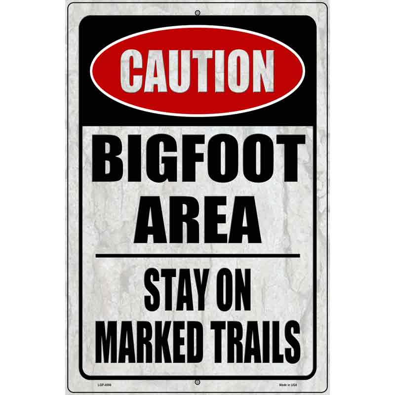 Caution Bigfoot Area Novelty Metal Parking Sign 12" x 18" (LGP)