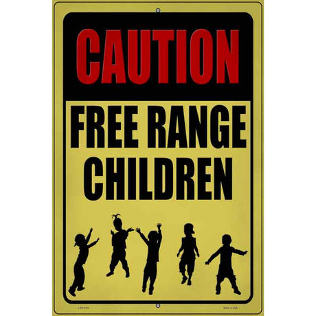 Caution Free Range Children Novelty Metal Parking Sign 12" x 18" (LGP)