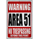 Warning Area 51 Novelty Metal Parking Sign 12" x 18" (LGP)