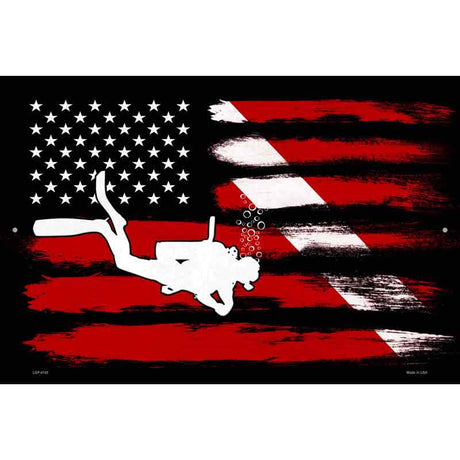 Diver|US Flag Novelty Metal Parking Sign 12" x 18" (LGP)