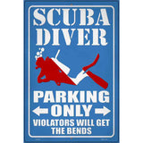 Scuba Diver Parking Only Novelty Metal Parking Sign 12" x 18" (LGP)