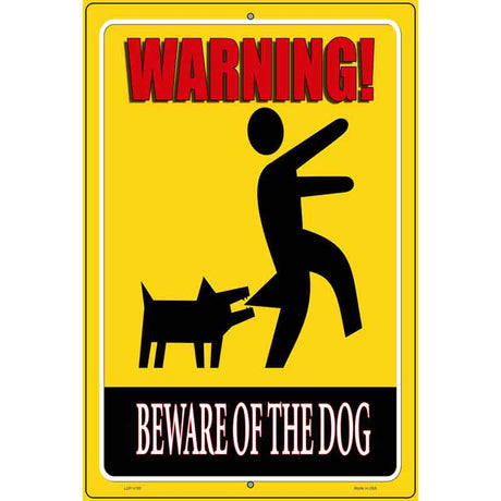 Beware of Dog Yellow Novelty Metal Parking Sign 12" x 18" (LGP)