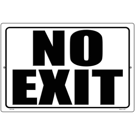 No Exit White Novelty Metal Parking Sign 12" x 18" (LGP)