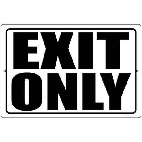 Exit Only White Novelty Metal Parking Sign 12" x 18" (LGP)