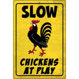 Chickens At Play Novelty Metal Parking Sign 12" x 18" (LGP)