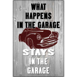 Happens In Garage Stays In Garage Novelty Metal Parking Sign 12" x 18" (LGP)