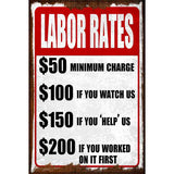 Labor Rates Watch Help Worked Novelty Metal Parking Sign 12" x 18" (LGP)