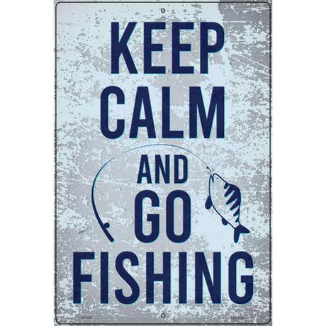 Keep Calm Go Fishing Novelty Metal Parking Sign 12" x 18" (LGP)