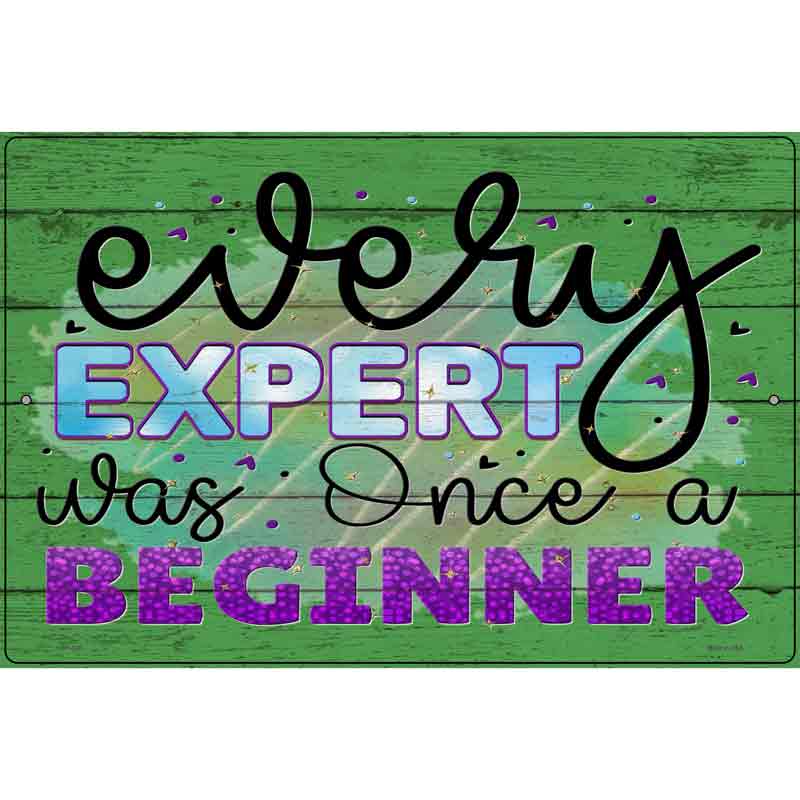 Expert Was Once A Beginner Novelty Metal Parking Sign 12" x 18" (LGP)