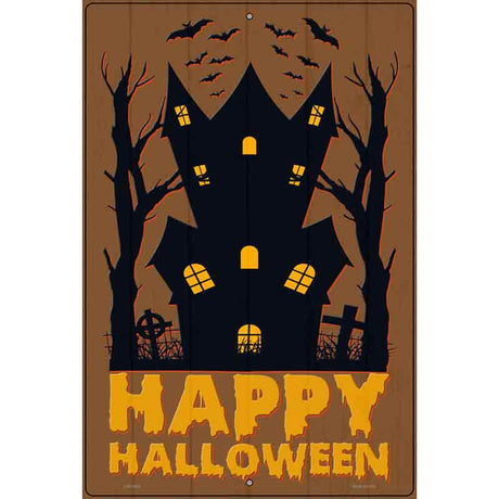 Happy Halloween Haunted House Novelty Metal Parking Sign 12" x 18" (LGP)