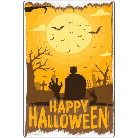 Happy Halloween Graveyard Novelty Metal Parking Sign 12" x 18" (LGP)