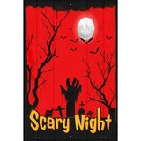 Scary Night Graveyard Novelty Metal Parking Sign 12" x 18" (LGP)