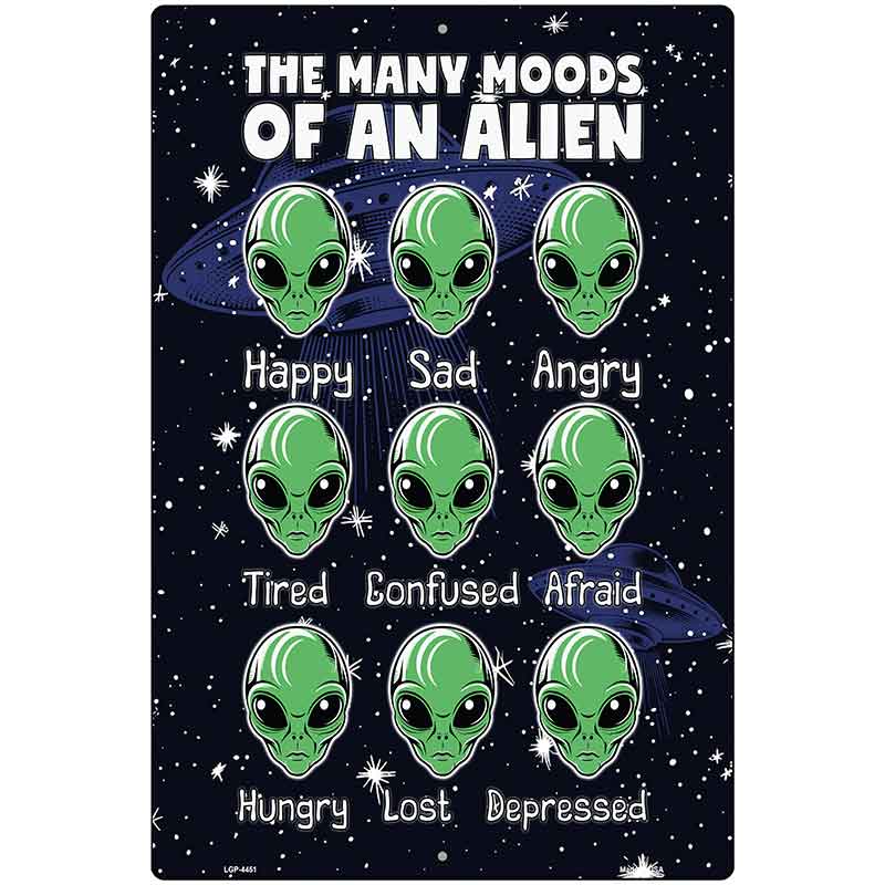 The Many Moods of an Alien Metal Novelty Parking Sign P-4451