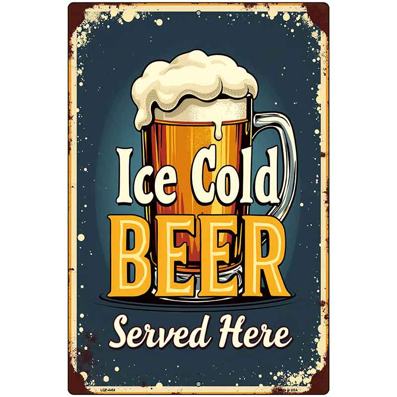 Ice Cold Beer Served Here Metal Novelty Parking Sign P-4454