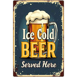 Ice Cold Beer Served Here Metal Novelty Parking Sign P-4454