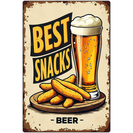 Best Snacks and Beer Metal Novelty Parking Sign P-4455