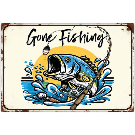 Gone Fishing Metal Novelty Parking Sign P-4468