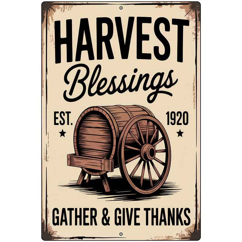 Harvest Blessings Metal Novelty Parking Sign P-4607