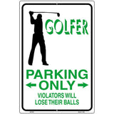 Golfer Parking Only Male Metal Novelty Parking Sign 12" x 18" (LGP)