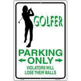 Golfer Parking Only Female Metal Novelty Parking Sign 12" x 18" (LGP)