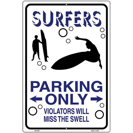 Surfers Parking Only Metal Novelty Parking Sign 12" x 18" (LGP)