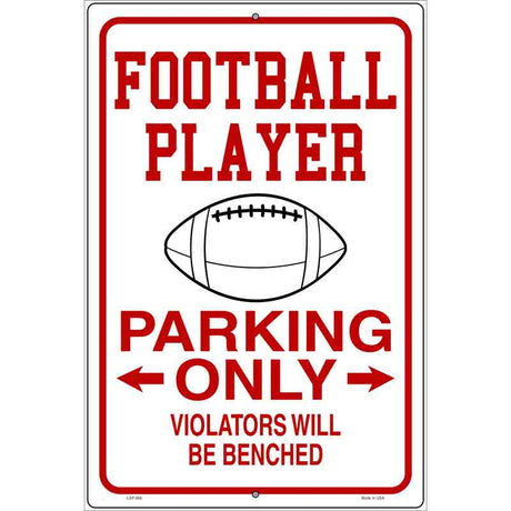 Football Player Parking Benched Novelty Metal Parking Sign 12" x 18" (LGP)