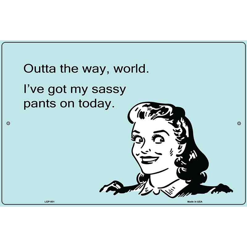 Ive Got My Sassy Pants E-Cards Metal Novelty Parking Sign 12" x 18" (LGP)