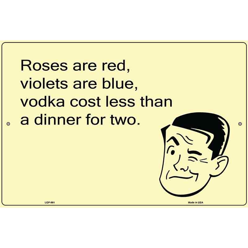 Roses Are Red E-Cards Metal Novelty Parking Sign 12" x 18" (LGP)