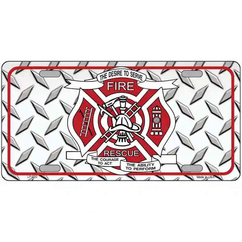 Fire Fighter Rescue Novelty Metal License Plate 24" x 12" (LLP)