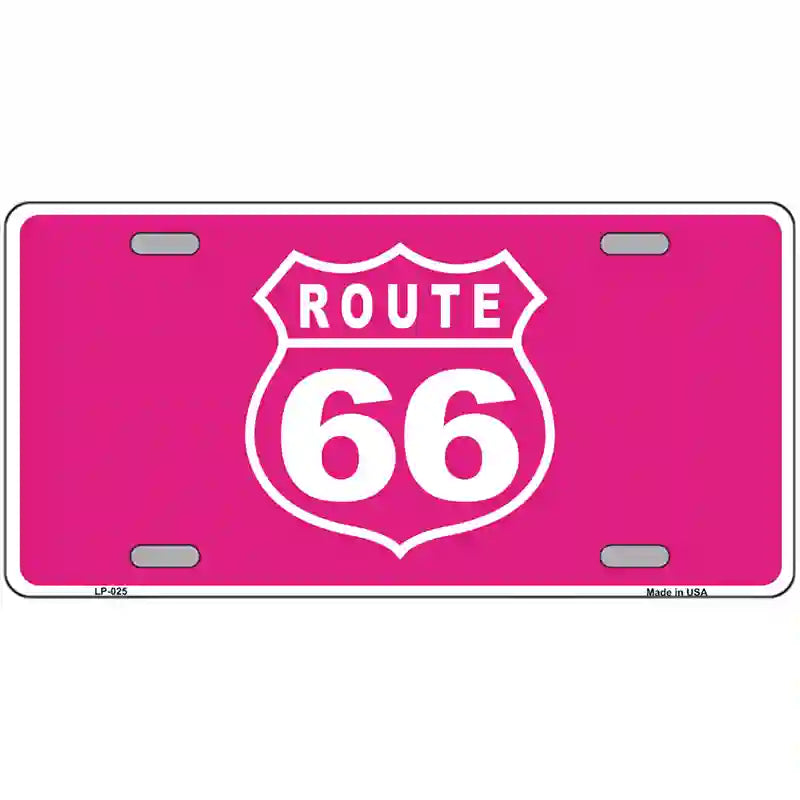 US Route 66 Pink Novelty Metal License Plate 24" x 12" (LLP)