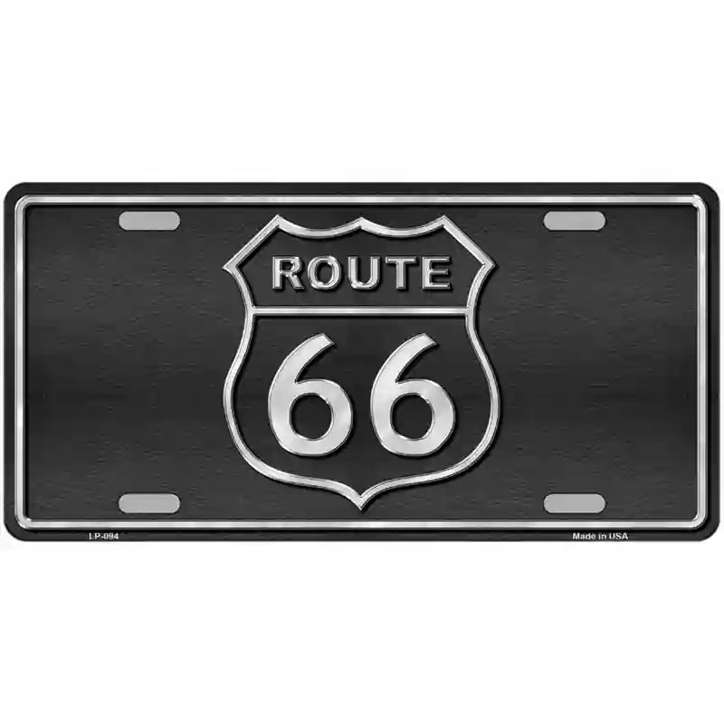 Route 66 Shield Black Metal Novelty License Plate 24" x 12" (LLP)